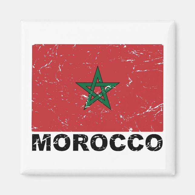 Morocco Vintage Flag Magnet (Front)