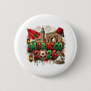 Morocco Vintage Flag Moroccan African 6 Cm Round Badge