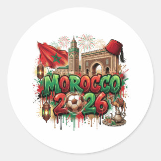 Morocco Vintage Flag Moroccan African Classic Round Sticker