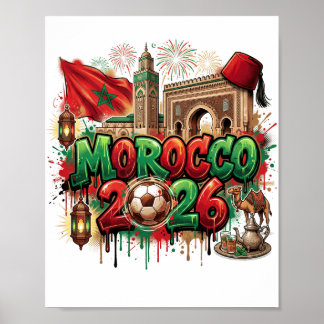 Morocco Vintage Flag Moroccan African Poster