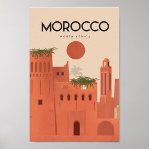 Morocco vintage travel poster