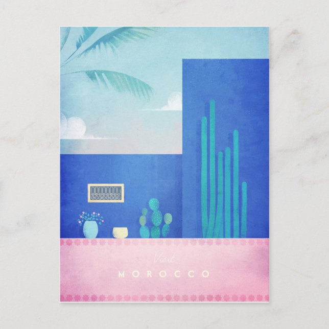 Morocco Vintage Travel Poster - Art Postcard (Front)