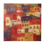 Morocco Watercolor Architecture Tile<br><div class="desc">Watercolor painting of the village of Ait Benhaddou in Morocco. Features warm earthy colours and distinctive architecture.  Original art by Nic Squirrell.</div>