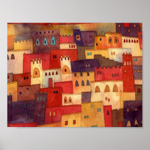 Morocco Watercolor Poster