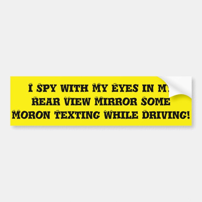 MORON TEXTING WHEN DRIVING BUMPER STICK STICKER (Front)