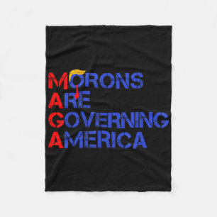 Morons Are Governing America Funny Trump 2024 Fleece Blanket