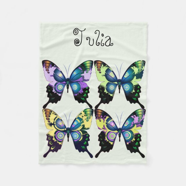 Morpho Blue Elegant Butterflies Fleece Blanket (Front)