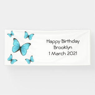 Morpho butterflies cartoon illustration  banner