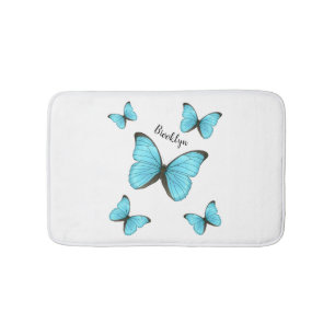 Morpho butterflies cartoon illustration  bath mat