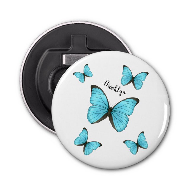 Morpho butterflies cartoon illustration  bottle opener (Front)