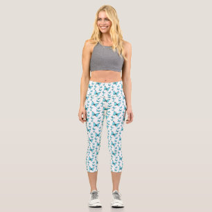 Morpho butterflies cartoon illustration capri leggings