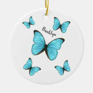 Morpho butterflies cartoon illustration ceramic tree decoration