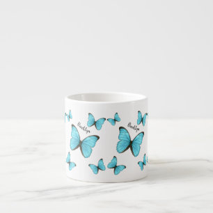 Morpho butterflies cartoon illustration espresso cup