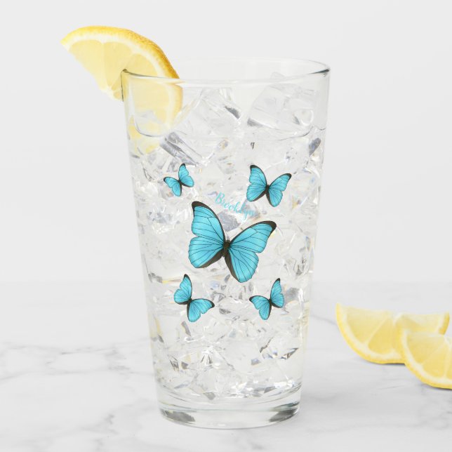 Morpho butterflies cartoon illustration glass (Front Ice)