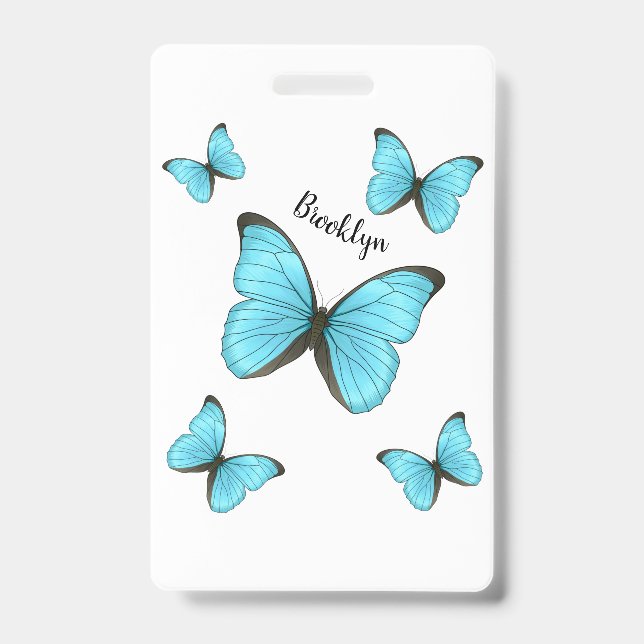 Morpho butterflies cartoon illustration  ID badge (Front)