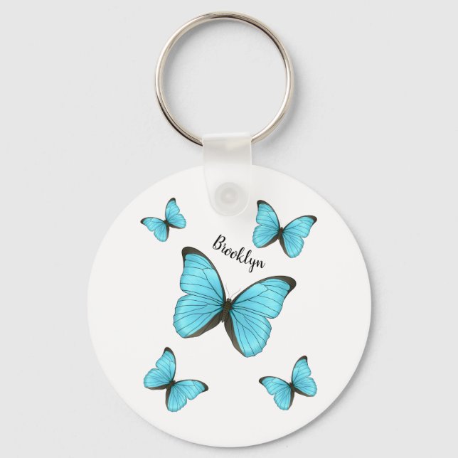 Morpho butterflies cartoon illustration  key ring (Front)