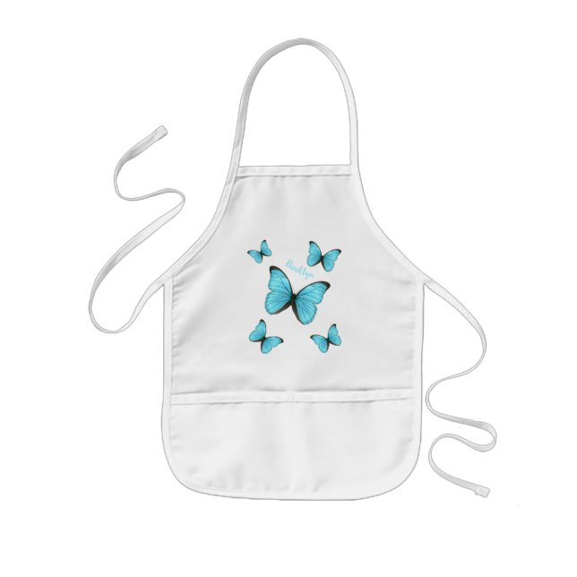 Morpho butterflies cartoon illustration kids apron (Front)