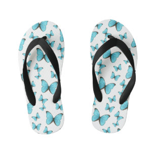 Morpho butterflies cartoon illustration kid's flip flops