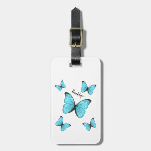 Morpho butterflies cartoon illustration luggage tag