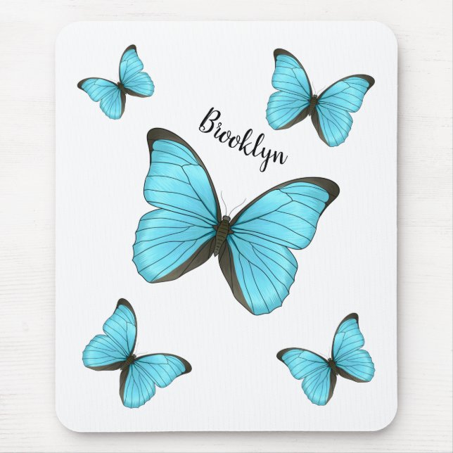 Morpho butterflies cartoon illustration  mouse mat (Front)