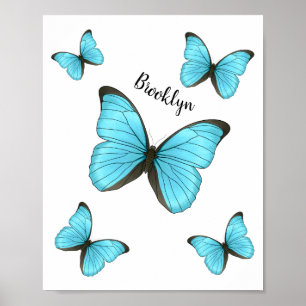 Morpho butterflies cartoon illustration  poster