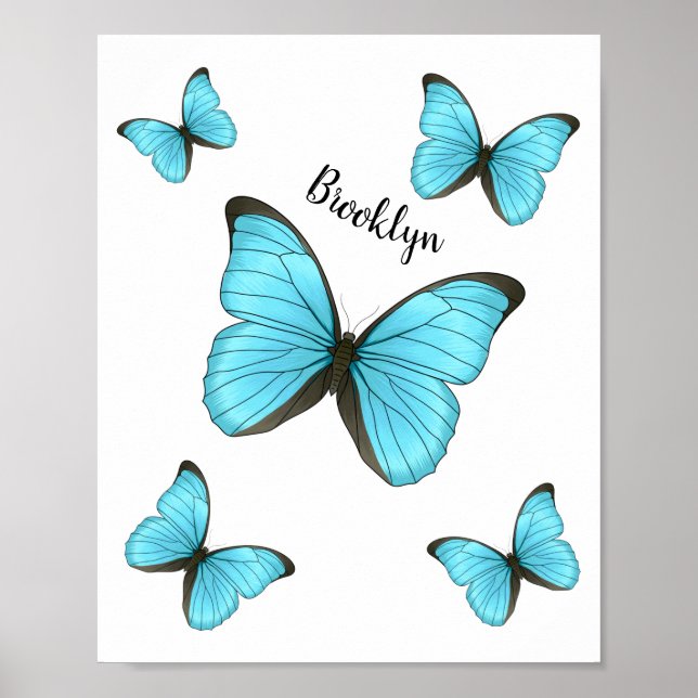 Morpho butterflies cartoon illustration  poster (Front)