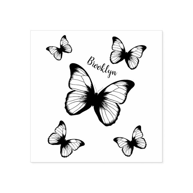Morpho butterflies cartoon illustration  rubber stamp (Imprint)