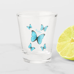 Morpho butterflies cartoon illustration shot glass