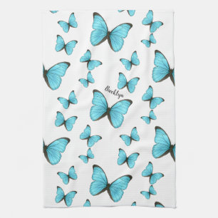 Morpho butterflies cartoon illustration   tea towel