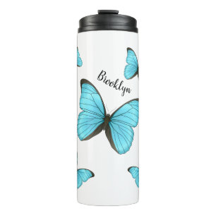 Morpho butterflies cartoon illustration thermal tumbler