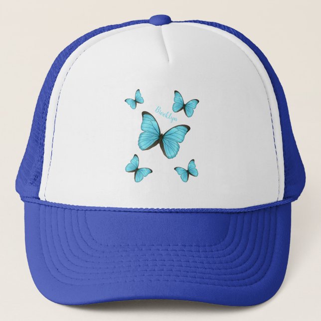 Morpho butterflies cartoon illustration  trucker hat (Front)