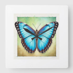 Morpho Butterfly 110924IREF224 - Watercolor Square Wall Clock