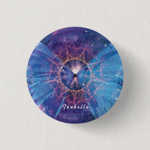 Morpho butterfly / Galaxy Mandala  3 Cm Round Badge