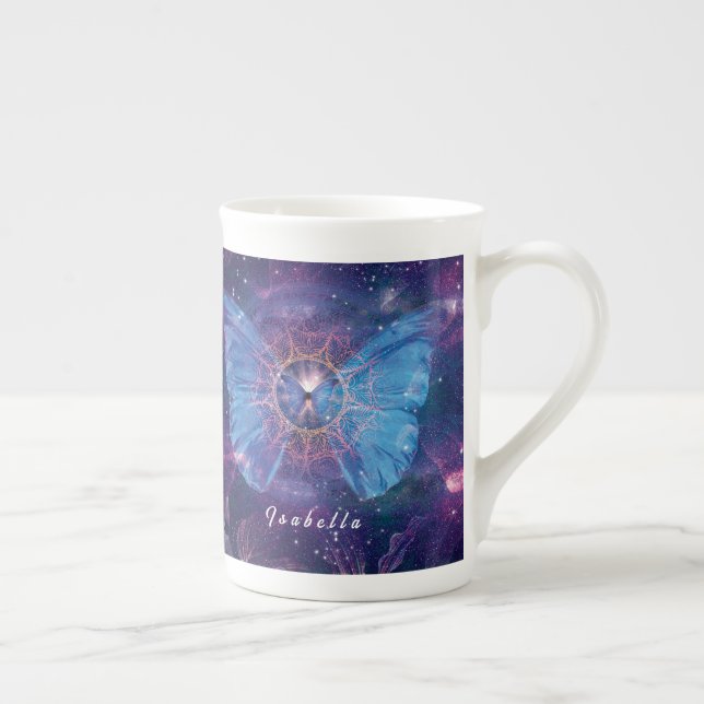 Morpho butterfly / Galaxy Mandala  Bone China Mug (Right)