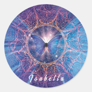 Morpho butterfly / Galaxy Mandala Classic Round Sticker