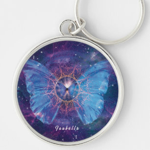 Morpho butterfly / Galaxy Mandala Key Ring