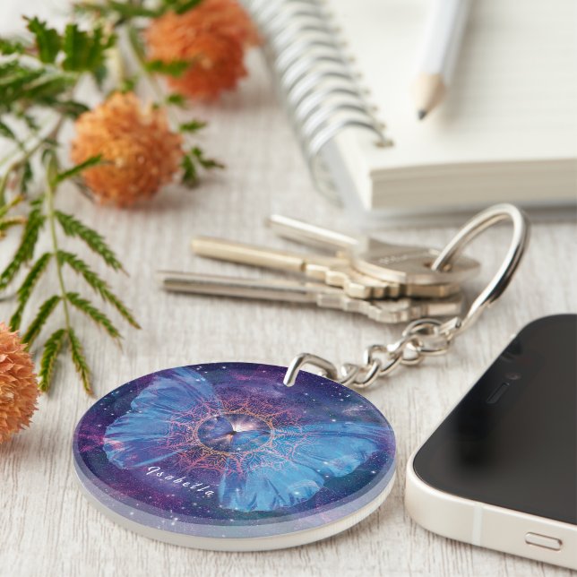 Morpho butterfly / Galaxy Mandala   Key Ring (Front Right)