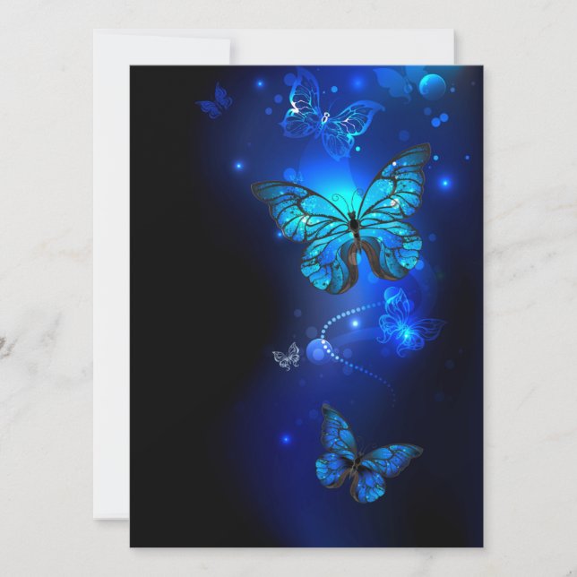 Morpho Butterfly in the Dark Background (Front)