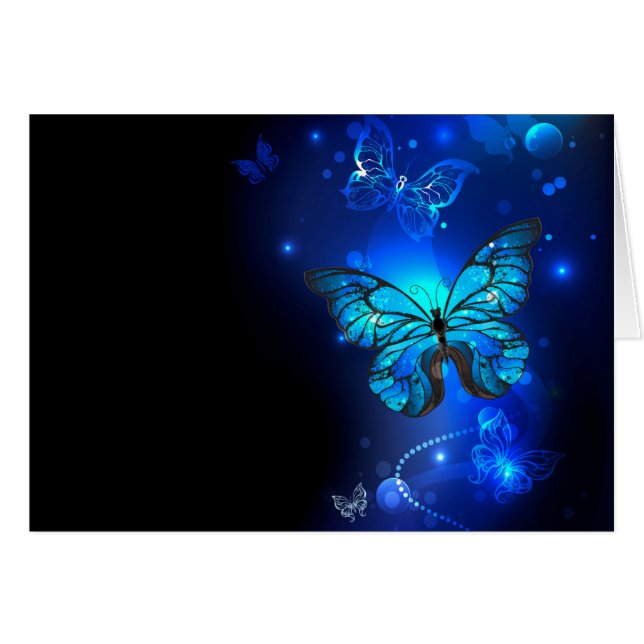 Morpho Butterfly in the Dark Background (Front Horizontal)