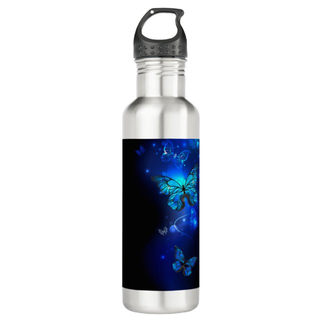 Morpho Butterfly in the Dark Background 710 Ml Water Bottle (Front)