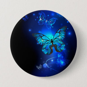 Morpho Butterfly in the Dark Background 7.5 Cm Round Badge
