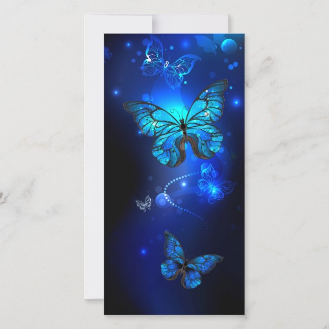 Morpho Butterfly in the Dark Background Announcement (Front)