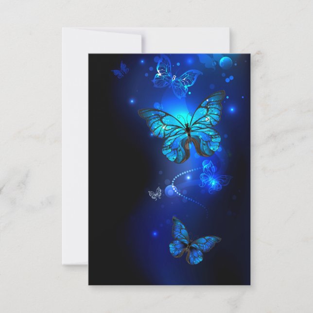 Morpho Butterfly in the Dark Background Announcement (Front)