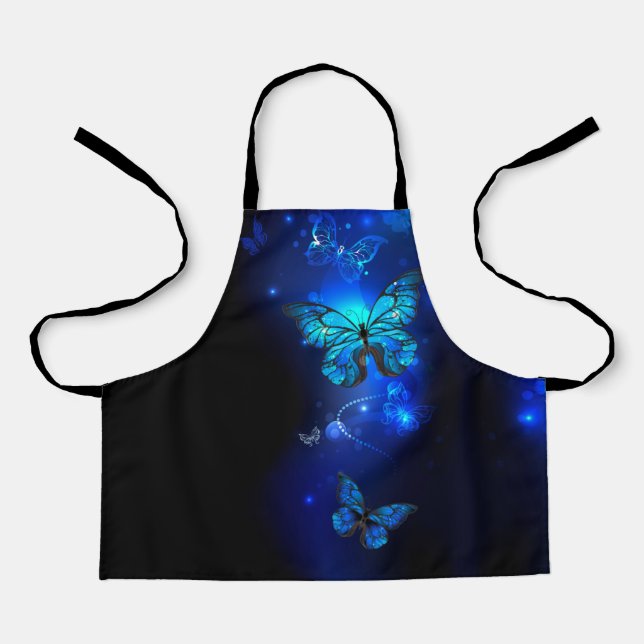 Morpho Butterfly in the Dark Background Apron (Front)