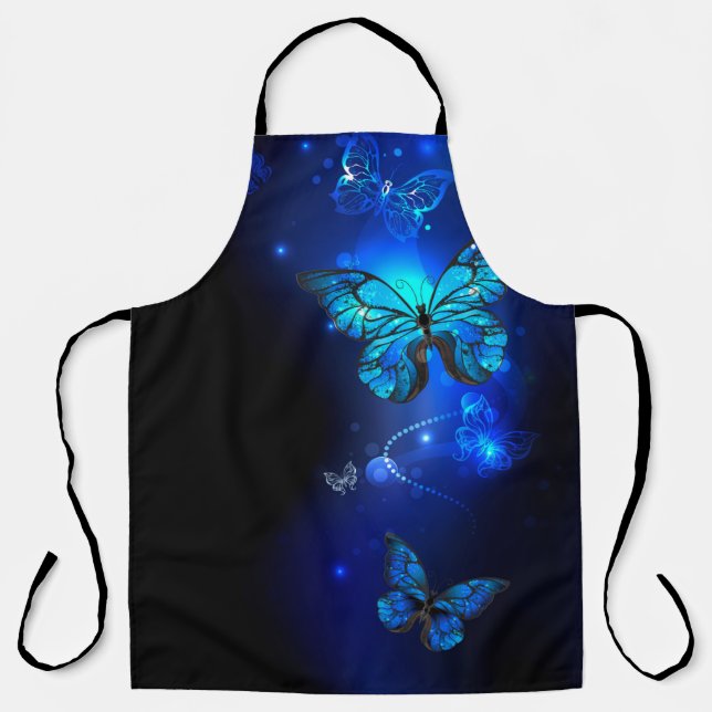 Morpho Butterfly in the Dark Background Apron (Front)