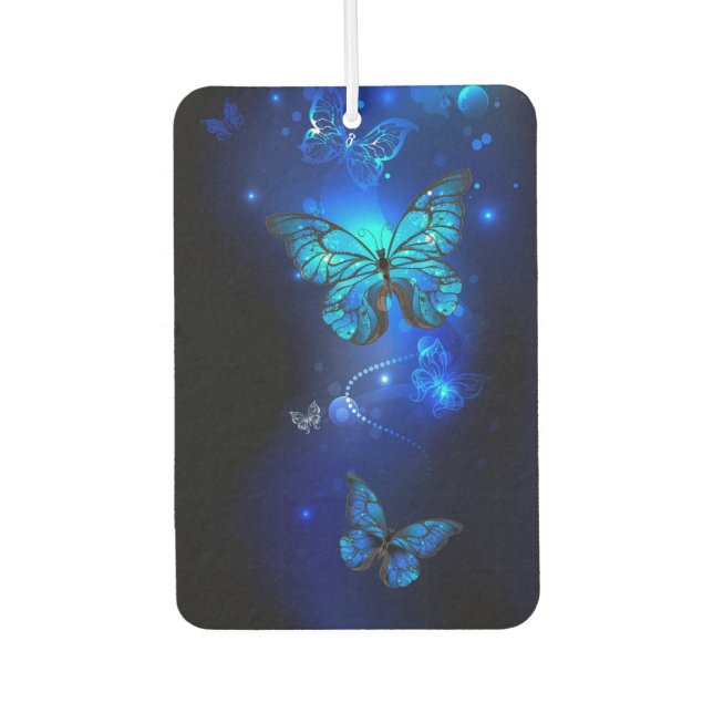 Morpho Butterfly in the Dark Background Car Air Freshener (Front)