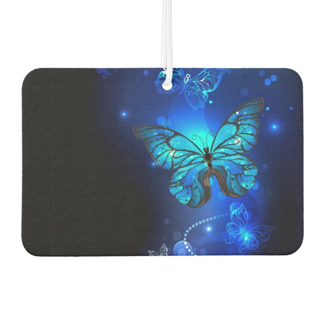 Morpho Butterfly in the Dark Background Car Air Freshener (Front)