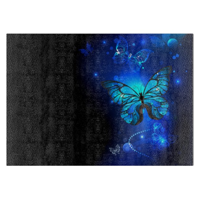 Morpho Butterfly in the Dark Background Cutting Board (Front)