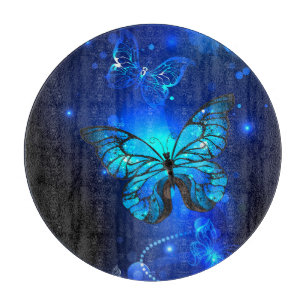 Morpho Butterfly in the Dark Background Cutting Board