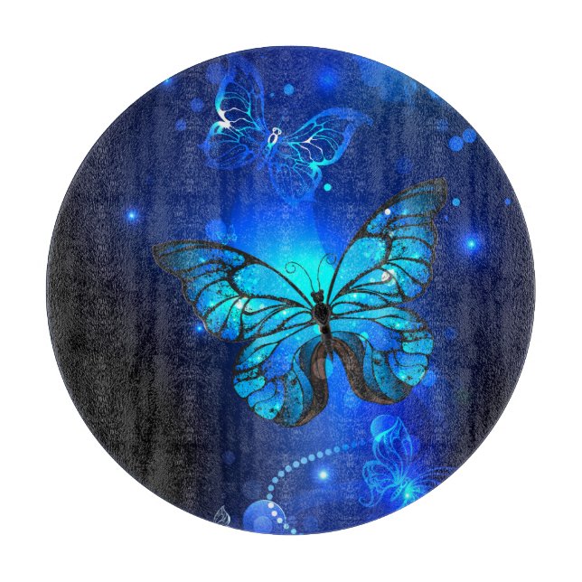 Morpho Butterfly in the Dark Background Cutting Board (Front)